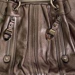 B Makowsky  Handbag Purse Silver Leather Zippers Shoulder Bag Photo 2