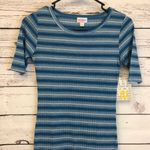 LuLaRoe ‎ blue striped Julia dress Photo 2