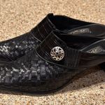 Brighton EUC Black Woven Mules with Silver Accent Sz 8 Photo 2