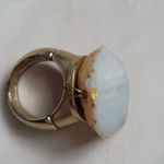 Vintage Agate Gold Tone Copper Adjustable Ring 6 Photo 4