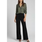 FAVORITE DAUGHTER The Take Me Seriously Long Sleeve Satin Top, Serpiente, Small Black Photo 3