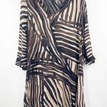 Nic+Zoe Tunic Dress Animal Print Abstract Long Sleeve Black Cream Size Small Photo 0