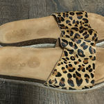 Women’s Yokono Calf Hair Leopard Slide‎ Low Platform Sandals Sz 7.5 Brown Photo 0