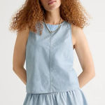 J.Crew  Chambray Sleeveless Tank Top Small Light Blue Denim Shell Minimalist Photo 0