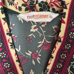 Rust Orange Dark Green India Flower Dress Black Size M Photo 3