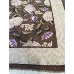 Charter Club 100% Wool Floral Print Square Scarf Fringe Edge Trim Brown Photo 2