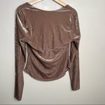 Free People  Perfect Date Top Taupe Stone Long Sleeve Velvet Blouse Size M Photo 5