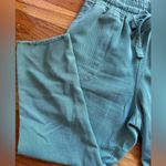 ZARA Elastic Waist Pull on Raw Frayed Hem Jogger Pants Green Large Photo 12