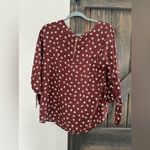 PaperMoon  Maroon‎ Floral Blouse Round Neck 3/4 Tie Sleeve Small Photo 1