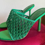 ZARA NWT Green Rhinestone Mesh Mule Heels Photo 0