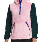 The North Face Campshire Hoodie Womens Medium Pink Green Colorblock Fleece Photo 0