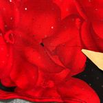 Clara Sunwoo Red Floral Tunic Top M Handkerchief Hem 3/4 Sleeve Made in USA Black Size M Photo 1