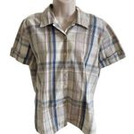 Dockers Vintage Womes Khakiware Plaid Short Sleeve Button Down Shirt Size M u Photo 0