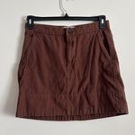 Everlane Canvas Stamp A Line Mini Skirt Size 6 Small Cotton Denim Brown Photo 1