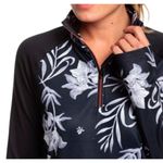 Roxy sz M Womens Black Floral Swim Rash Sun Gaurd Beach Outdoor Travel Vacation Photo 2