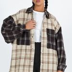 Princess Polly  Myley Oversized Shacket in Brown and Tan Plaid Women's Size XS/S Photo 0