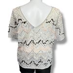 Jennifer Lopez Womens Blouse Top Shirt Sequin Chevron Pattern Pullover Gray XL Photo 2