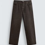 ZARA  | 90s Cut Straight-Leg Jeans Brown Distressed Faded Size 0 Photo 6