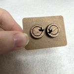 3 Pack Wooden Engraved Stud Earrings Brown Photo 1