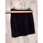 Forever 21 Black Lace-Up Mini Skirt | Side Corset Detail Bodycon Skirt Size Medi Photo 4