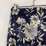 ZARA Navy Blue & White Floral Satin Midi Pencil Skirt XS Photo 3