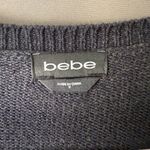 Bebe sz S gray long sleeve cozy v-neck lace up sweater Photo 3