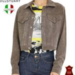 Jill Stuart  Italy Genuine Leather Suede‎ Trucker Jacket size small Photo 1