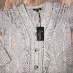7 Seasons Fringe Detail Cardigan Silver Gray Medium NWT Photo 3