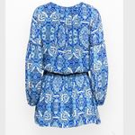 Parker - Bright Blue Silk Paisley Print Peasant Dress Sz S Photo 5