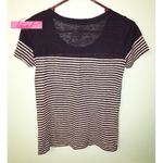 J.Crew Engineered Stripe Navy Knit Linen Natural Fiber Colorblock Short Sleeve Photo 2