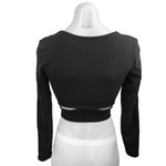 ZARA  Black Plunging V-Neck Cutout Long Sleeve Stretch Knit Cropped Top Size M Photo 1