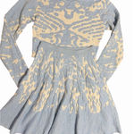 Lucy Paris  Textured Knit 2-Piece Set Top & Skater Skirt Blue Cream Size M Photo 0