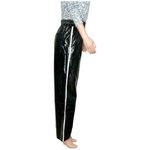 Anthropologie MAEVE x  Faux Patent Leather Sporty Wide Leg Pants, Black, XS Photo 9