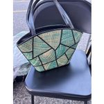 Vintage Le Sac Patchwork Woven Straw Shoulder Handbag Purse Satchel Multi Colors Photo 0