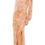 Mac Duggal 93547 Womens FLORAL PRINT SEQUINED PUFF SLEEVE GOWN Photo 0