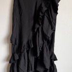 The Clothing Company Black Asymmetrical Ruffle Tiered Midi Skirt Womens L Whimsy Photo 0