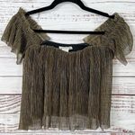 Urban Outfitters Gold and Black Metallic Off the Shoulder Crop Top, EUC, Small Photo 3