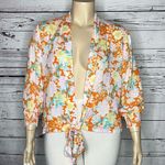 Democracy NWT Size 2X/3X Tropical Floral Print Rayon Tie Front Shrug Cardigan Photo 0