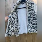Lisa International Cream Spots Faux Fur Suede Sweater Jacket Sz small zebra Black Photo 7