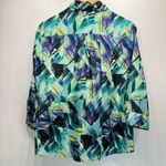 Thesis Teal Green Blue & Purple Color Splash 3/4 Sleeve Button Front Shirt XL Photo 1