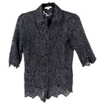 Burberry London Black Sheer Lace Button Long Sleeve Blouse Size Medium Photo 0