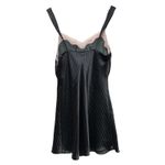 Vtg Satin Slip Dress Sz S Black‎ Pin Stripe Pink Lace Y2K Coquette Whimsigoth Black Photo 1