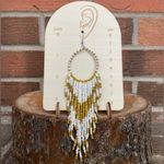 Beaded Fringe Hoop Drop Earrings Photo 1