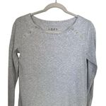 LOFT Womens Sz S Gray Top Long Sleeve Cotton Blend Knit Pullover Shirt Marled Photo 1