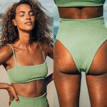 Amuse Society NWT Green Ribbed Bikini Set Photo 1