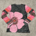 Sundance Before & Again Shirt Womens Small Waffle Knit Gray Pink Floral Top USA Photo 3