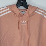 Adidas  Women's Pullover Hoodie Sweatshirt Cropped 100% Cotton Pink White Small Photo 8