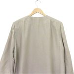 Eileen Fisher Silk Open Front Textured Long Blazer Taupe Gold Shimmer Size Large Photo 4