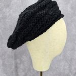 C.C Exclusives Black Beret Crochet Knit Bucket Cap Hat Fun VTG Y2K Funky Beanie Photo 0