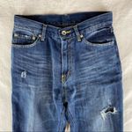 Jeanasis Distressed Medium Wash‎ High Rise Crop Jean Blue Photo 2